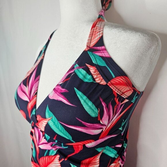 TOMMY Bahama Size Medium Birds Of Paradise Halter Cup Swim Tankini Top Multi - Picture 5 of 12
